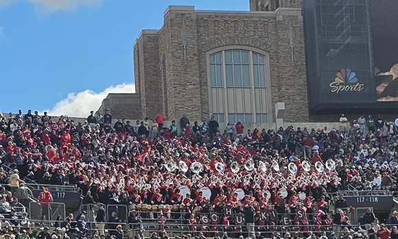 Huskie Marching Band in Notre Dame Stadium stands 9.7.24