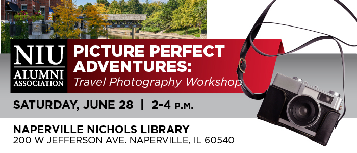 Picture Perfect Adventures: Travel Photography Workshop. Saturday, June 28. 2-4 p.m. Naperville Nichols Library 200 W. Jefferson Ave. Naperville, IL 60540