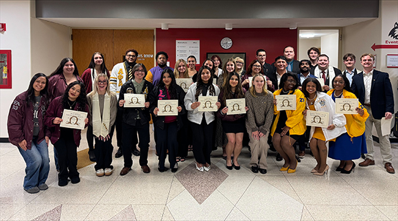 Group photo of the Greek Honor Society, Order of Omega – Zeta Eta Chapter