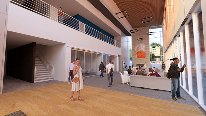 Artist rendering of interior of proposed new Center for Greek Life
