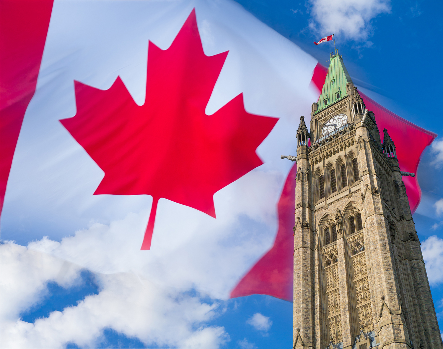 ottawa-parliament-clock-tower-w-flag