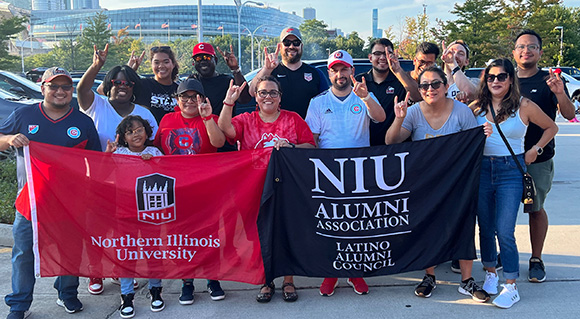 NIU Alumni and LAC members at the Chicago Fire Tailgate