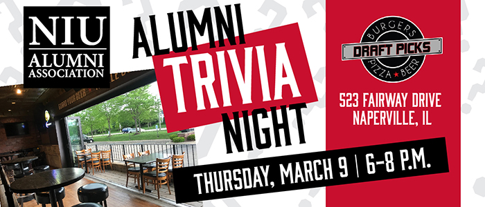 Alumni Trivia Night at Draft Picks in Naperville, IL Thursday March 9, 6-8 p.m.