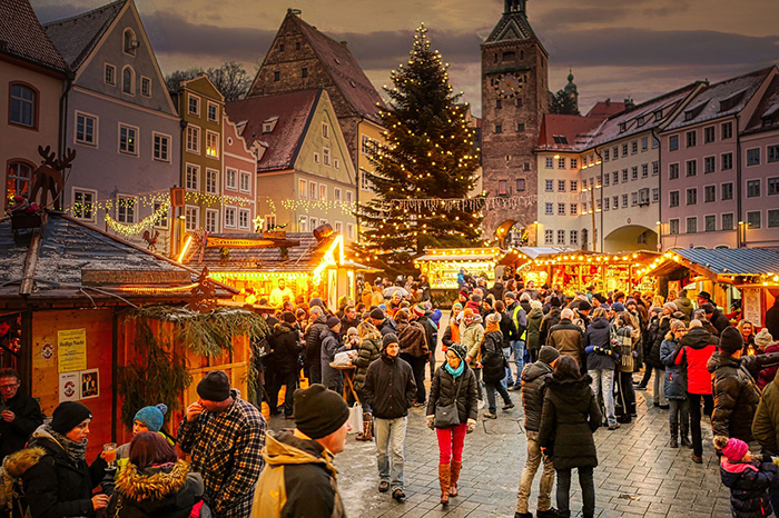 Evening at a Christmas Market in Germany